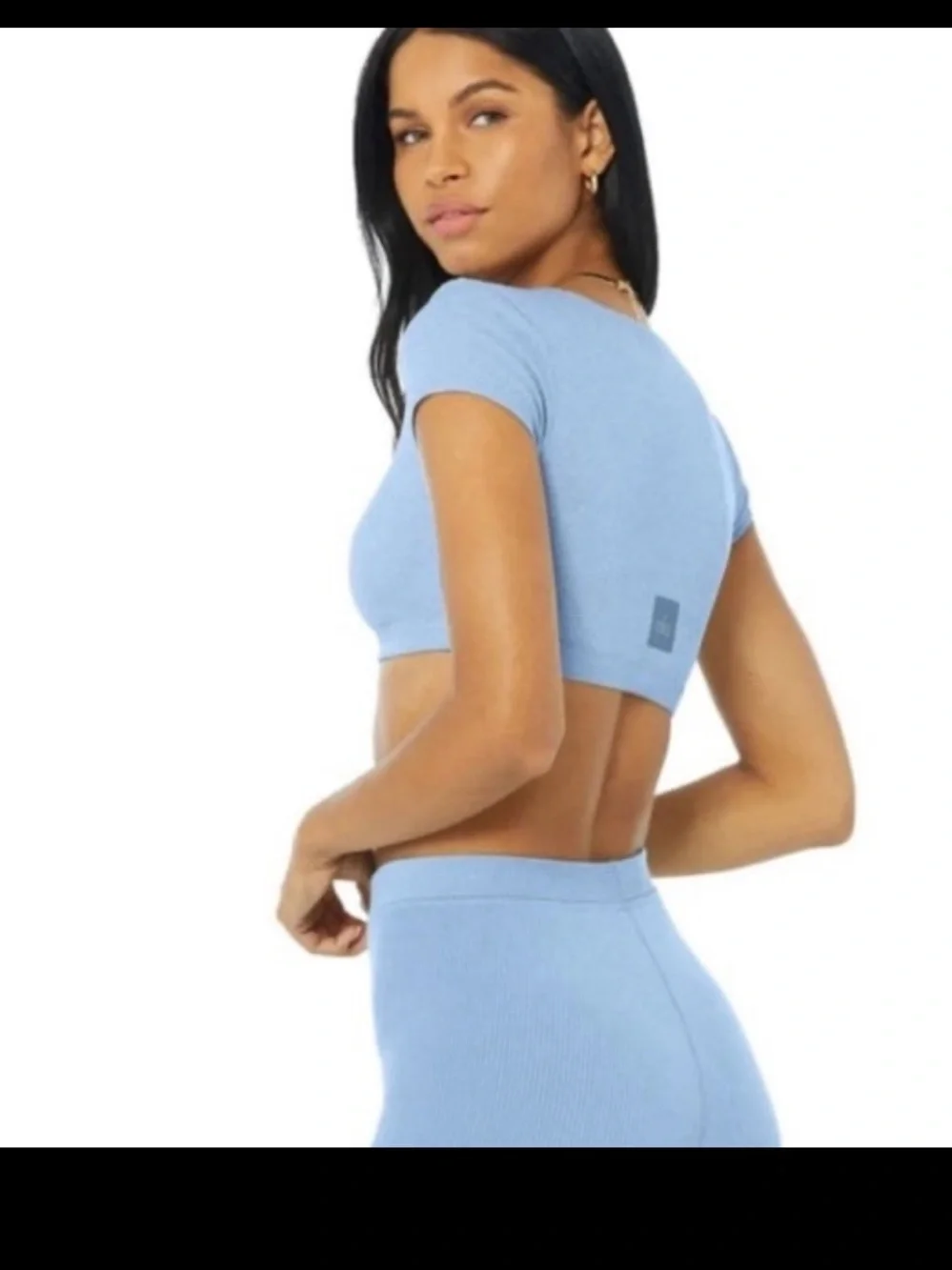 ALO Yoga Blissful Henley Bra Top Sky Blue Small veneto.co.in
